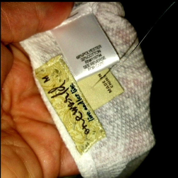 One World Top Size M Waffle Rhinestone Paisley NEW - Picture 15 of 16